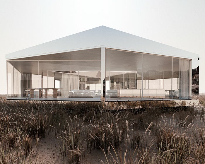 andrés reisinger's crystal residence shines like a radiant monolith in the desert