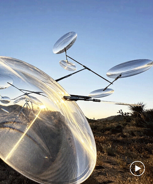 vincent leroy’s optical lens mobile takes flight above the desert of joshua tree