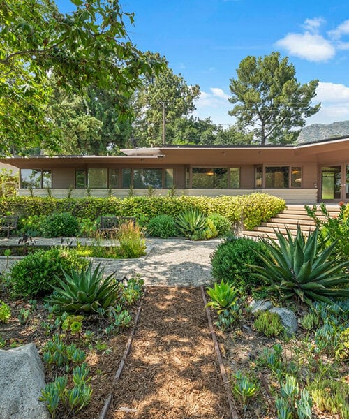 lloyd wright's usonian-style house in california embraces oblique angles and abundant glazing