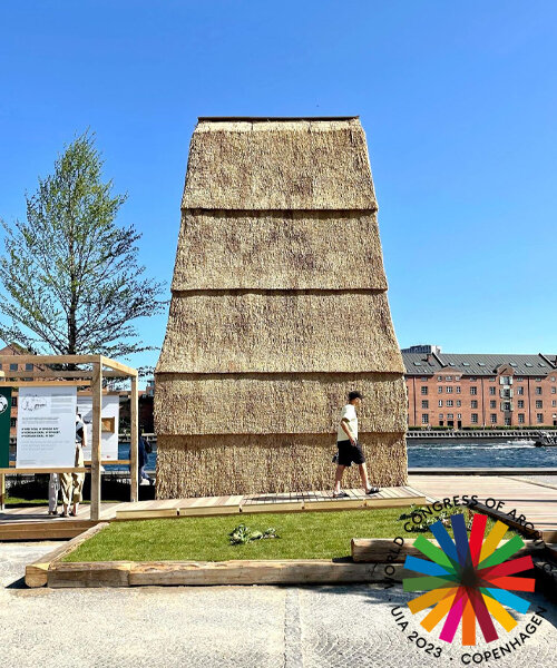 low-carbon & fire-resistant pavilion in copenhagen features a thatched brick shell