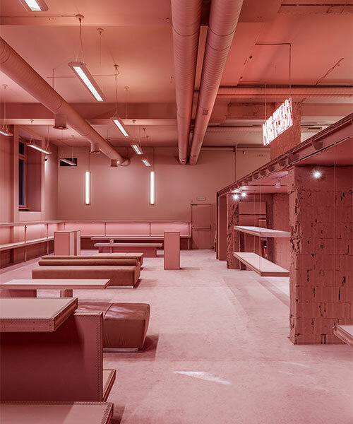 vibrant shades of pink clad paris texas showroom by studioboom in milan